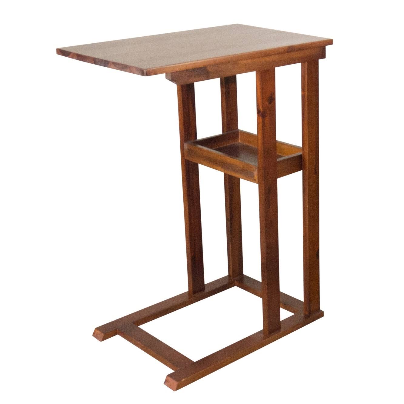 Solid Acacia Wood C Table with Storage Tray - Black Q665592
