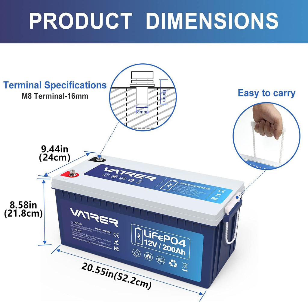 12V 200AH Lithium Iron LiFePO4 Deep Cycle Battery with 200A BMS A997869