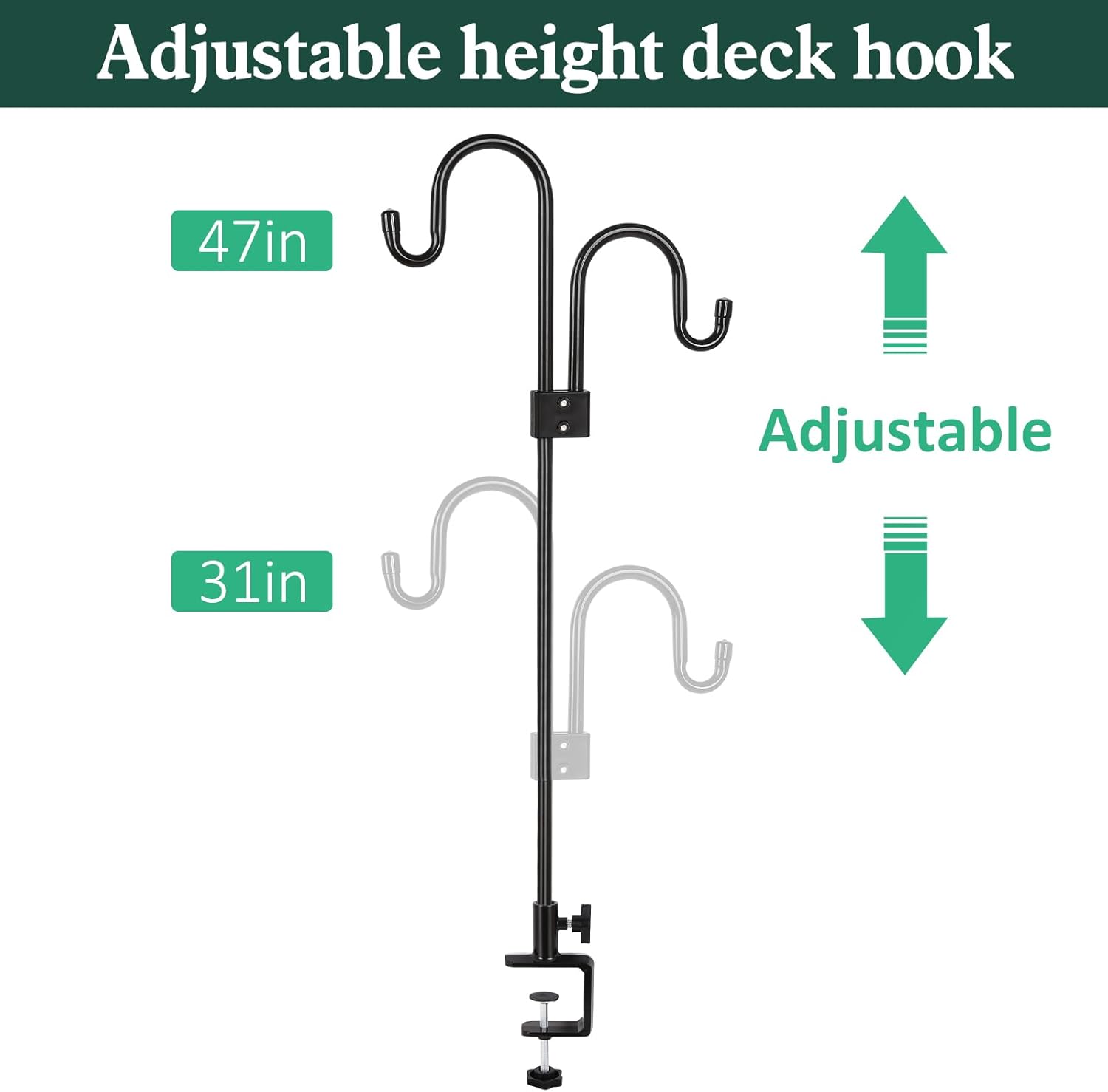 Black 47 Inch Deck Hook for Bird Feeder Q23999