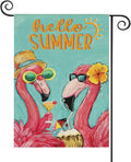 12.5x18 Inch Pink Flamingo Burlap Garden Flag O51147