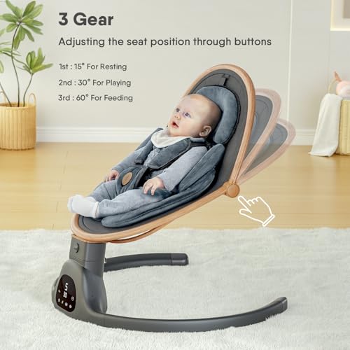 White Portable Baby Swing with Bluetooth Speaker, 3 Seat Positions, 5 Speeds and Remote Control U75612