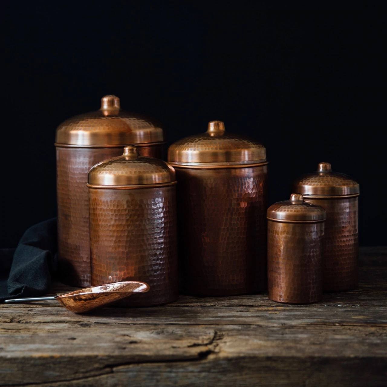 Copper Kitchen Canisters T416