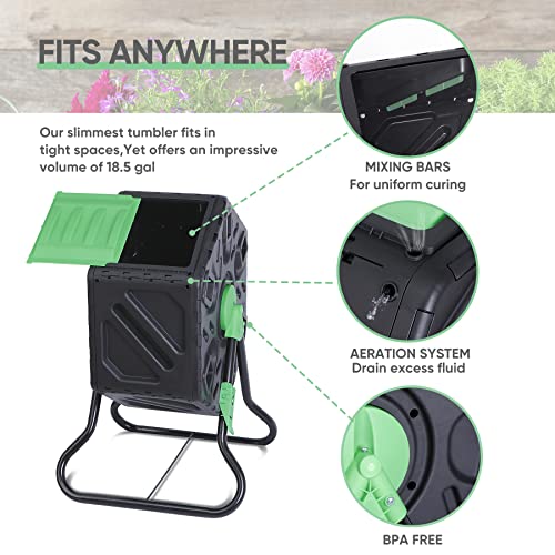 37 Gallon Black Dual Chamber Tumbling Composter I520618