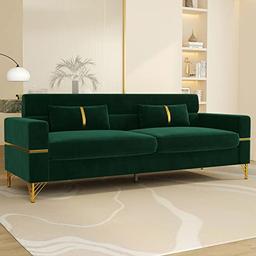 86" Velvet 3 Seater Oversized Sofa with 2 Pillows X936