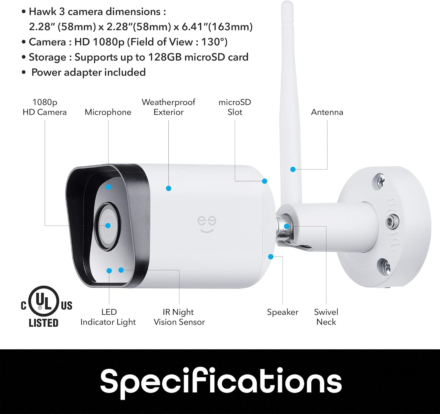 2 Pack 1080p Outdoor Security Camera with Night Vision and Motion Detection S87834