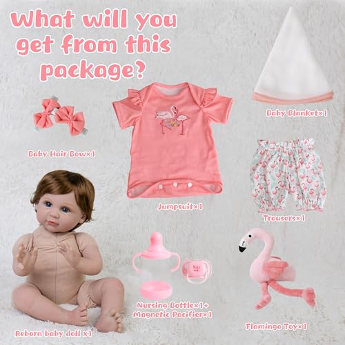 22 inch Lifelike Reborn Baby Doll with Feeding Toy Accessories Set U830195