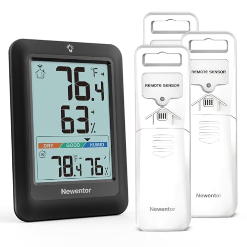 Black Wireless Indoor Outdoor Thermometer Hygrometer with 2 Sensor H4739