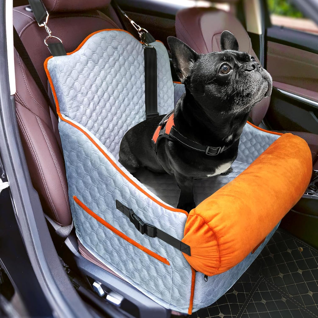 Grey Dog Car Seat for Small Dogs Under 30lbs with Waterproof Pad Z144767