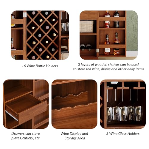 Natural Bar Wine Cabinet with Storage X443035