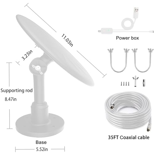 Outdoor TV Antenna, 720° Long Range Omni Directional Reception Digital HD Antenna with Super Signal Booster, 35ft HDTV Cable R363959