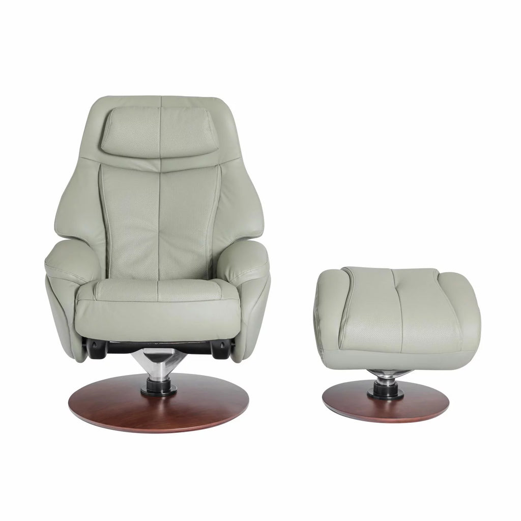 Leather Pedestal Recliner with Ottoman D810576