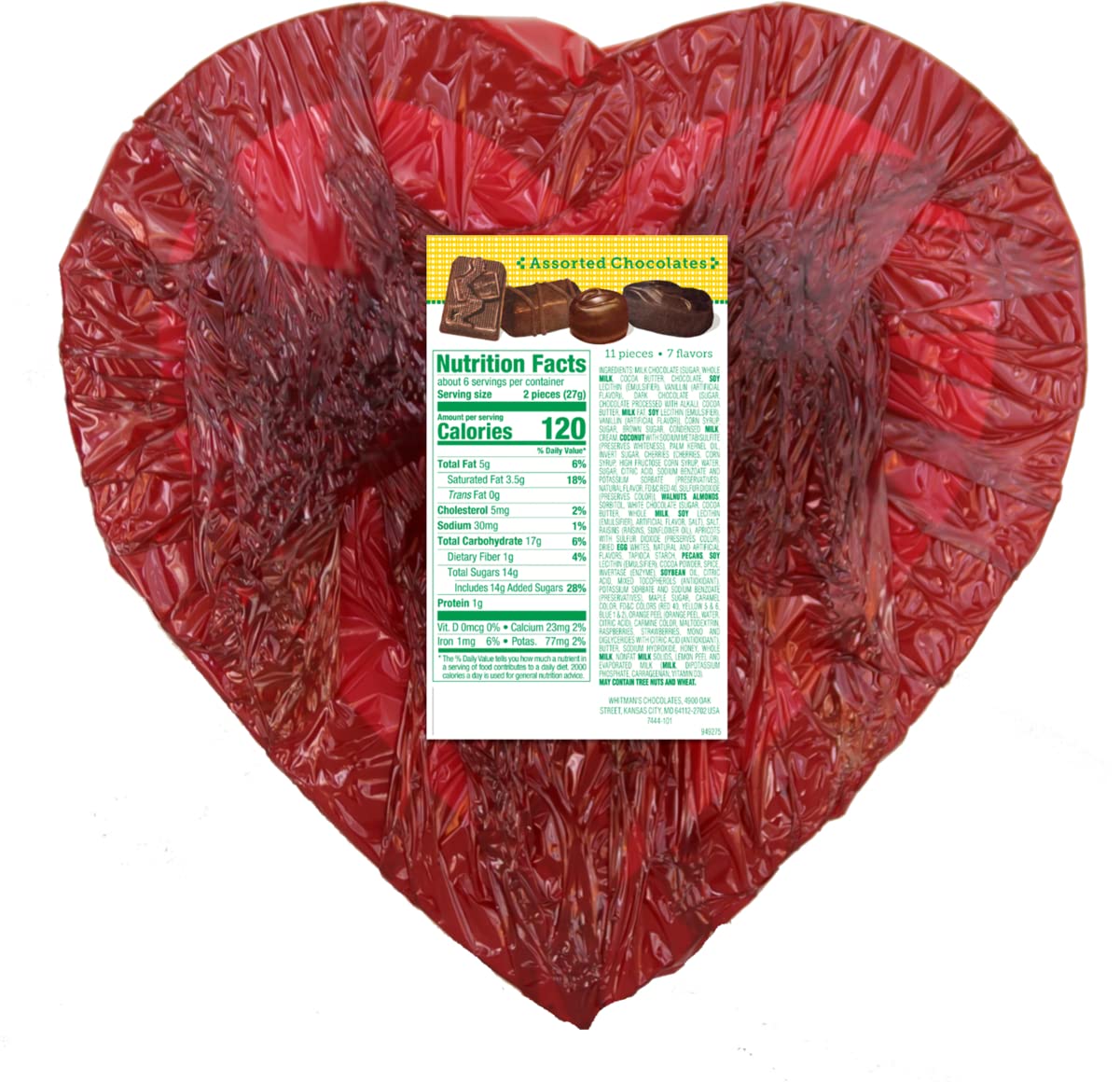 Assorted Chocolate Sampler Heart Box, 5.1 Ounce W365619
