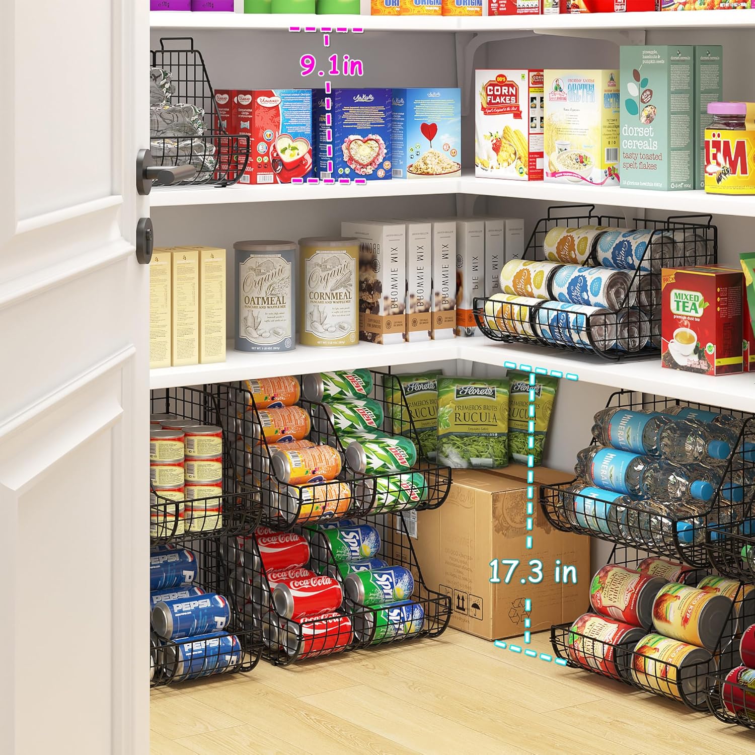 3 Tier Can Dispenser with 3 Divider, Wire Bins H4092