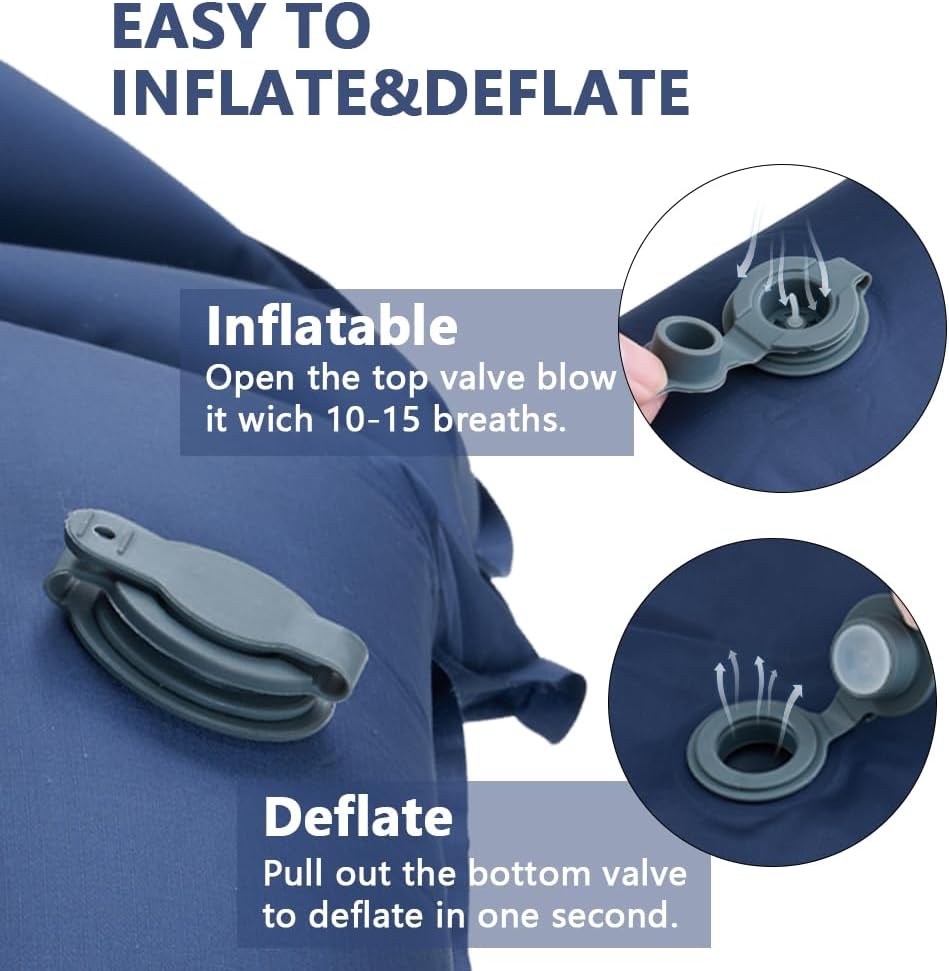 Inflatable Sleeping Pad with Pillow and Built-in Foot Pump S93221