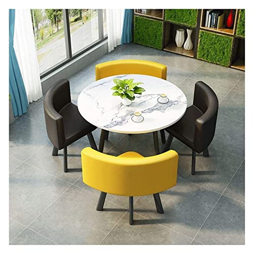 White 80cm Round Table with 4 PU Leather Chairs P235773
