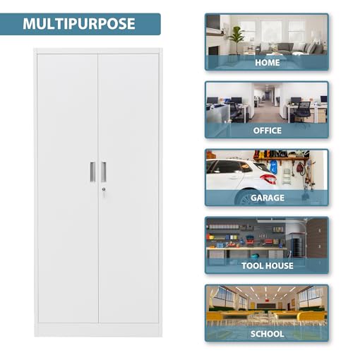 72" H x 36" W x 18" D White Steel Locking Storage Cabinet with Adjustable Shelves K11850