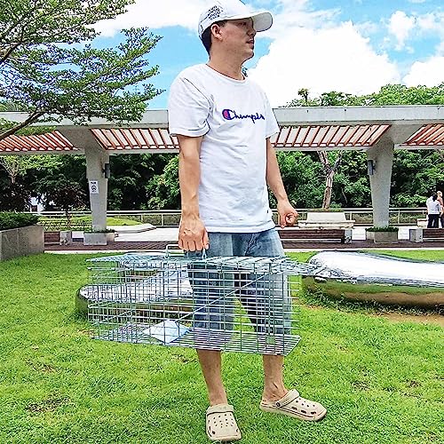 24"x8.5"x7.5" 2-Doors Collapsible Humane Live Animal Cage Trap V425393