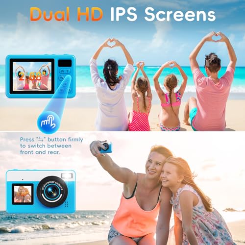 10 FT Waterproof Floating Camera with 32GB Card, Dual Screen Selfie Camera, 48MP 18X Autofocus Compact Digital Camera R541329