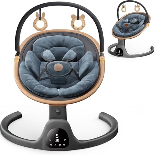 White Portable Baby Swing with Bluetooth Speaker, 3 Seat Positions, 5 Speeds and Remote Control U75612