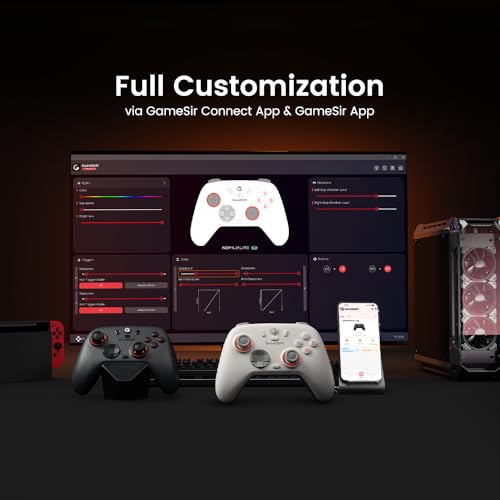 Wireless PC Controller with Hall Effect Joysticks & Triggers, 2.4G & Wired, Remappable Buttons (White) Y136