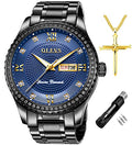 Golden Big Dial Quartz Analog Watch with Day Date Calendar and Stainless Steel Band F789398