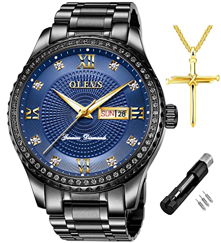 Golden Big Dial Quartz Analog Watch with Day Date Calendar and Stainless Steel Band F789398