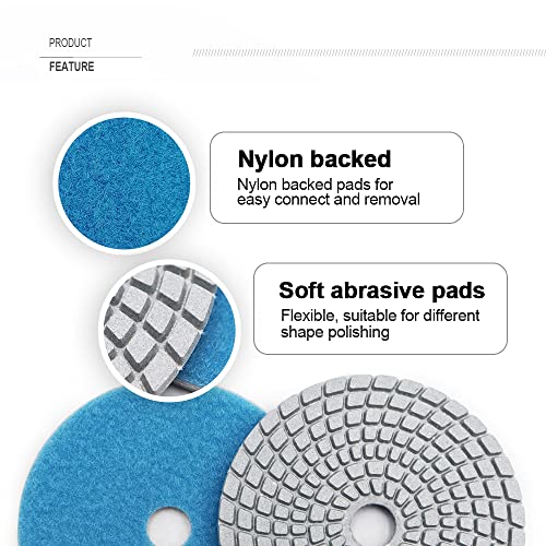 8Pcs 4 Inch Diamond Wet Polishing Pads Grit 50 U988712