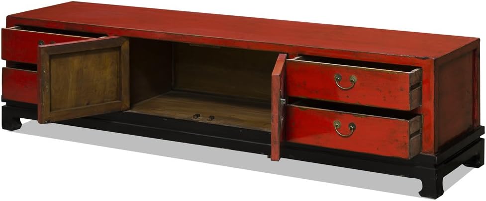Distressed Red Media Cabinet A156958