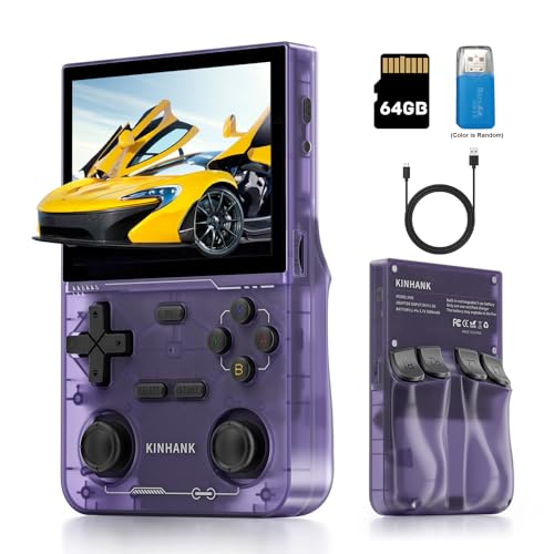 Retro Handheld Game Console with 64GB TF Card, 3.5 Inch IPS Screen Black C84244