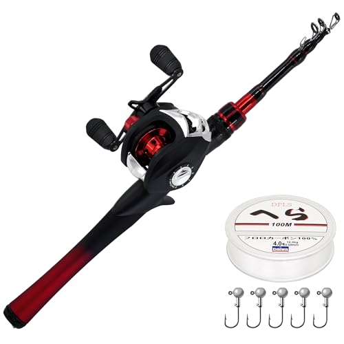 Fishing Rod and Reel Combo Baitcasting Baitcast Reel 5 Foot Fiberglass Telescopic Rod with Fishing Line E28999