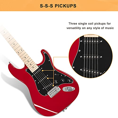 Full Size Electric Guitar with 20W Amp and Accessories Pack Guitar Bag (Green) I953