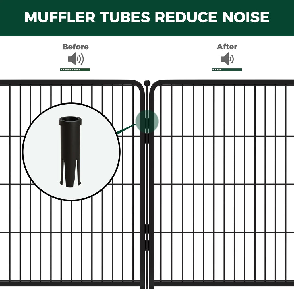 8 Panel 32" Height Dog Playpen with Silicone Foot Pads and Muffler Tubes Q874