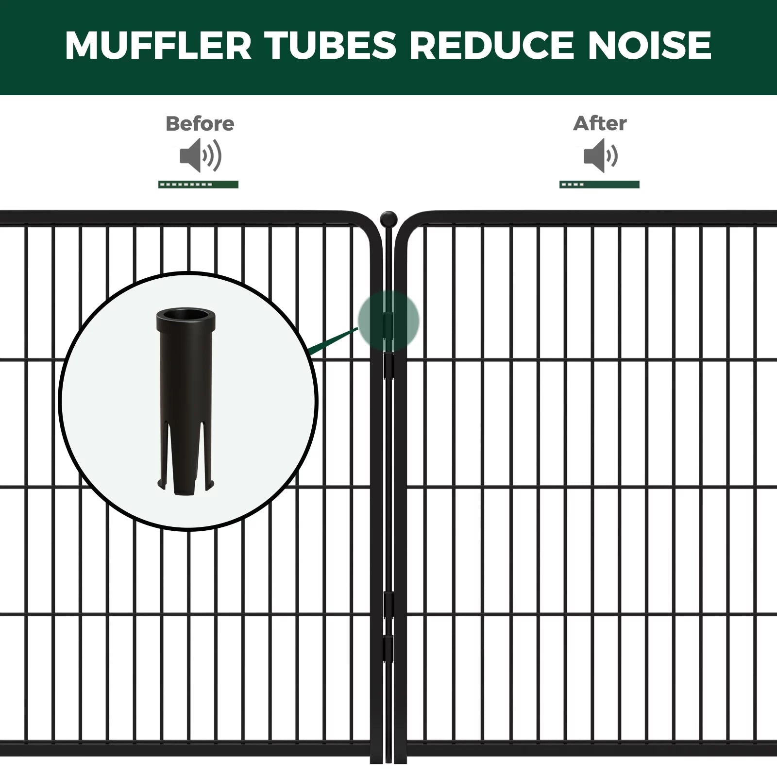 8 Panel 32" Height Dog Playpen with Silicone Foot Pads and Muffler Tubes Q874