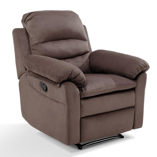Breathable Fabric Cloth Single Recliner Chair with Padded Backrest and Armrests J65692