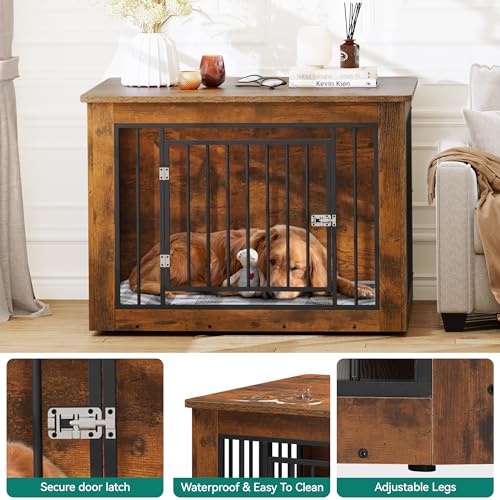 38"L Rustic Brown Dog Crate Furniture N6348