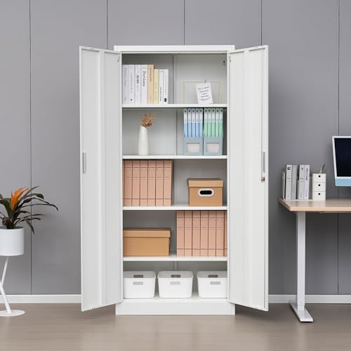 72" H x 36" W x 18" D White Steel Locking Storage Cabinet with Adjustable Shelves K11850