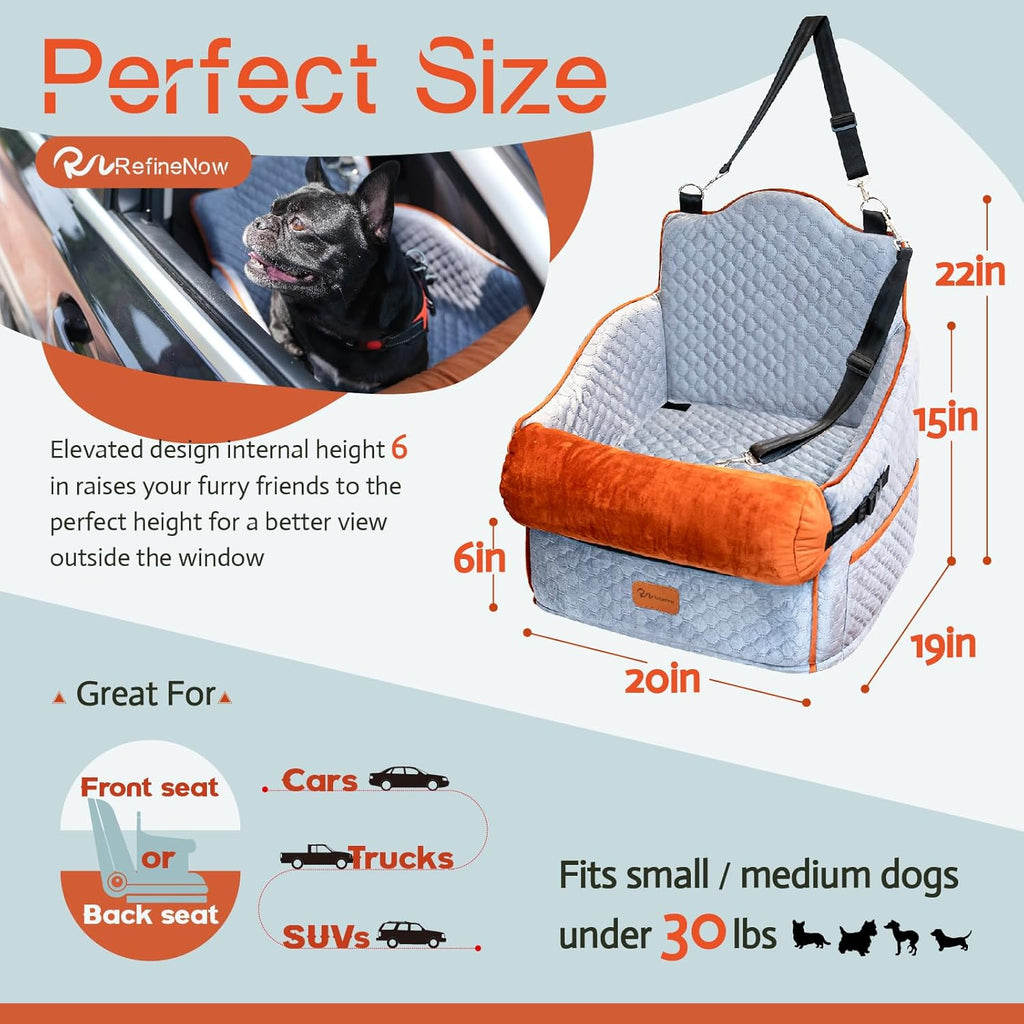 Grey Dog Car Seat for Small Dogs Under 30lbs with Waterproof Pad Z144767