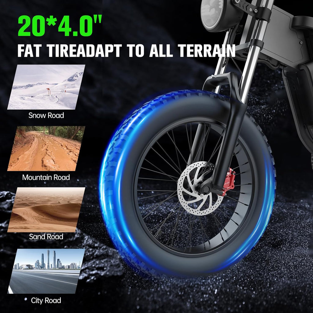 2000W 35AH Removable Battery 20" Mountain Electric Bike U4010
