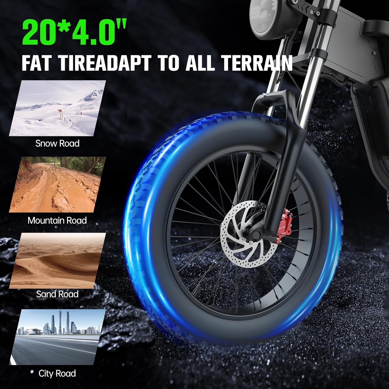 2000W 35AH Removable Battery 20" Mountain Electric Bike U4010
