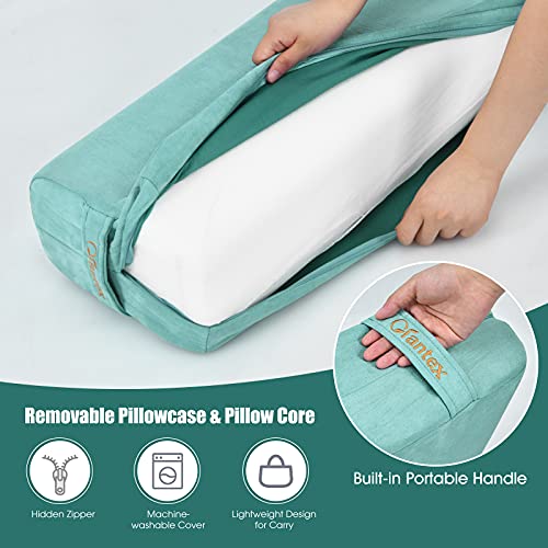 Yoga Bolster Pillow with Carry Handle, Removable Machine Washable Soft Suede Pillowcase C6181