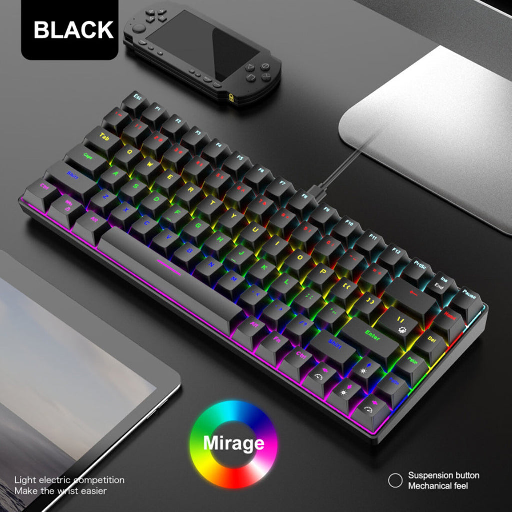 84 Key RGB Luminous Mechanical Keyboard USB C Wired 70% Compact Waterproof Keyboard J7163