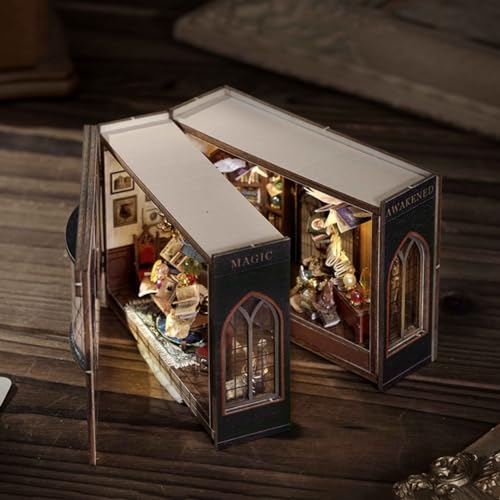 Miniature House Kit DIY Dollhouse Kit with Furnitures 3D Wooden Puzzle Bookend Bookshelf Decor Tiny House Crafts I854190
