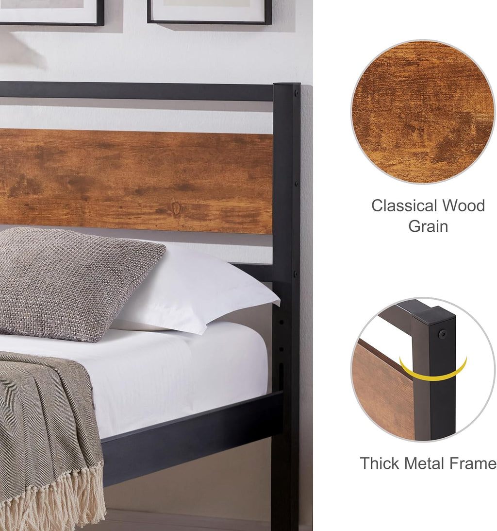 Queen Size Rustic Brown Solid Wood Headboard E641325
