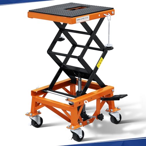 Hydraulic Motorcycle Lift Table, 350 LBS Heavy Duty Scissor Jack Stand with Wide Deck Y807799