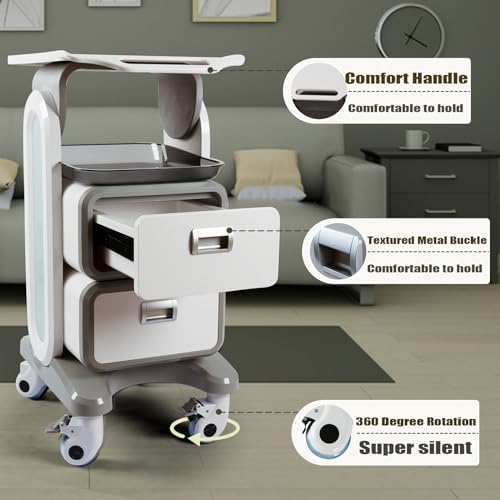 Medical Trolley Cart with Drawers, Rolling Cart with Wheels and Trays, Mobile Utility Cart H83636
