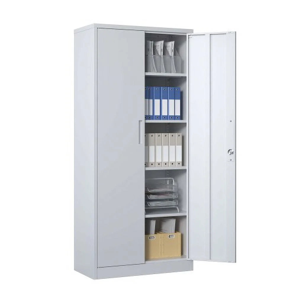 Black Metal Garage Storage Cabinet with Doors and 4 Shelves F837254