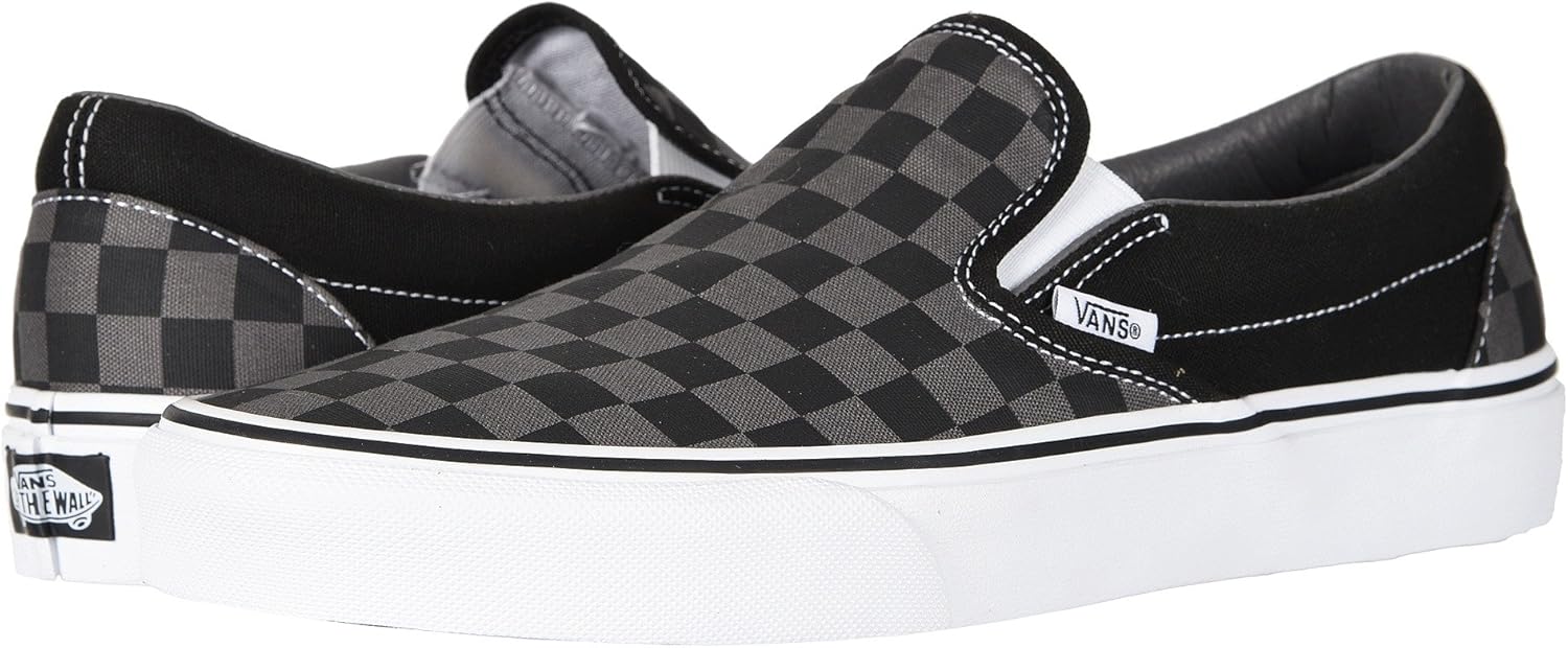 Black/Pewter Checkerboard Slip-On Shoes Size 10.5 T796