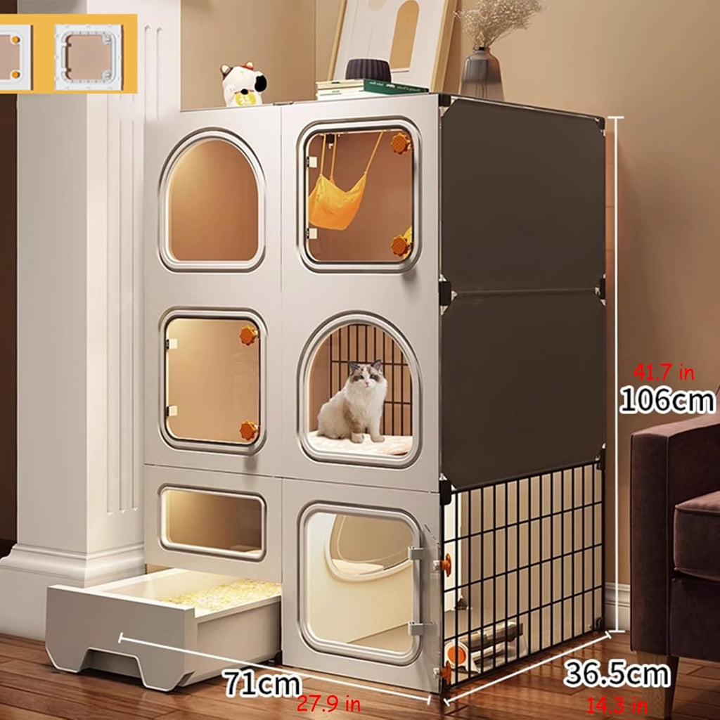 Cat Cage with Cat Litter Box, Large 2/3 Tier Cat Playpen Cat Kennels U8804