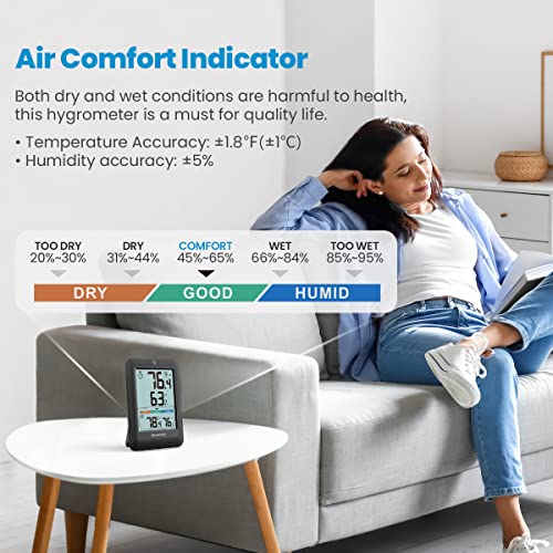 Black Wireless Indoor Outdoor Thermometer Hygrometer with 2 Sensor H4739