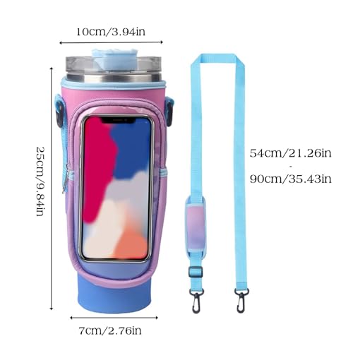 Neoprene Water Bottle Carrier Sling Bag with Strap and Phone Pocket D83470